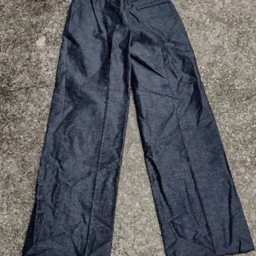 Salvatore Ferragamo Linen Blend Dress Pants Blue Gray High Rise - Picture 5 of 8